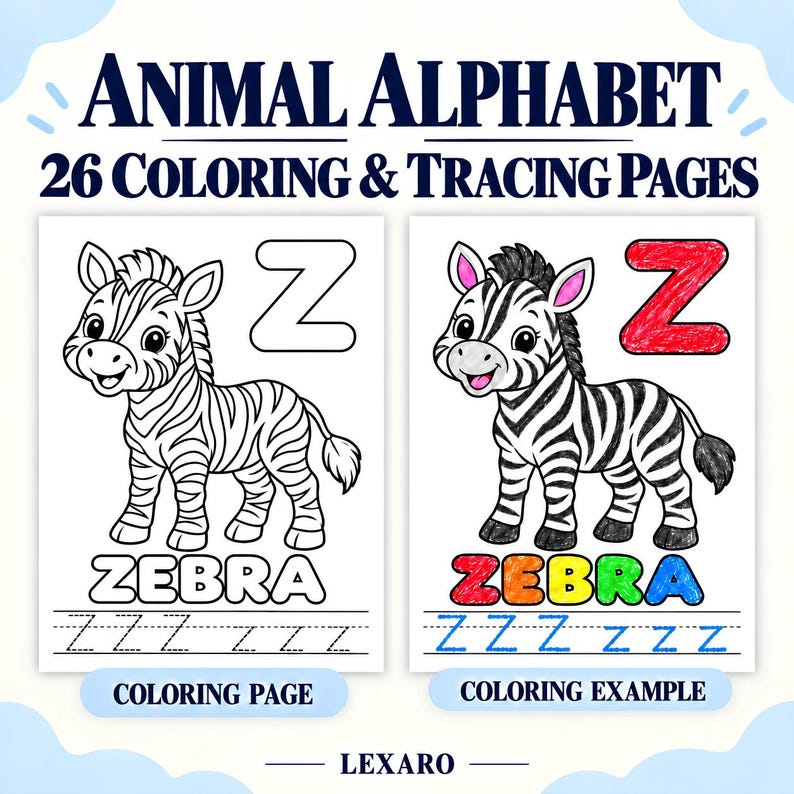 Present Coloring Page Pattern Animal Alphabet Coloring Pages & Letter Tracing Worksheets for ...