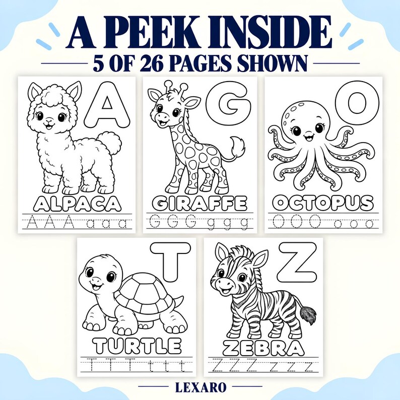 Present Coloring Page Pattern Animal Alphabet Coloring Pages & Letter Tracing Worksheets for ...