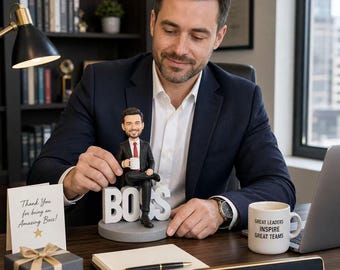 Anpassad Boss Bobblehead från foto som personlig pensions- och födelsedagspresent till honom