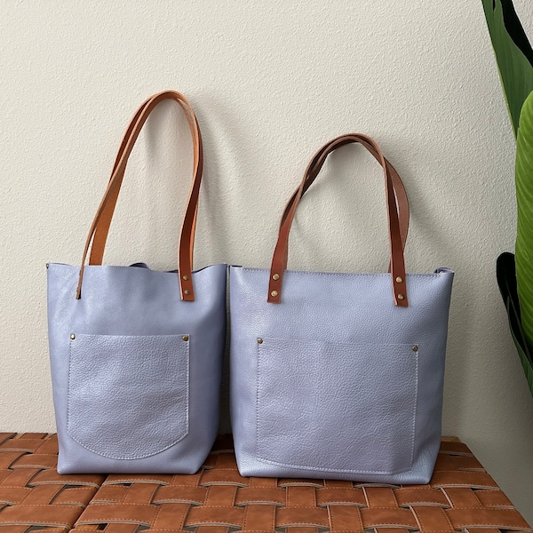 Peri(t)winkle Leather Tote Bag