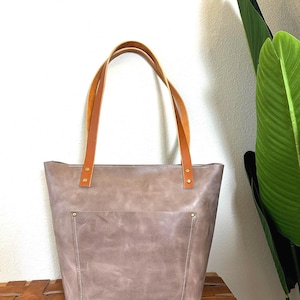 Birch Bark Leather Tote Bag
