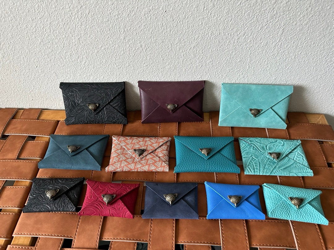 Leather Envelope Pouch Etsy
