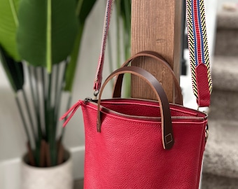 Red Leather Crossbody Bag