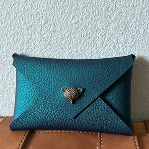 Mermaid Green Iridescent Leather Envelope Pouch