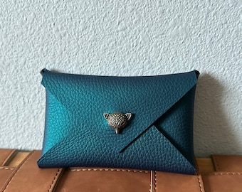 Mermaid Green Iridescent Leather Envelope Pouch