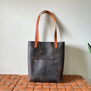 Black Walnut Leather Tote Bag