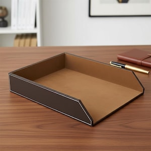 Leather Letter Tray, Stackable Desk Organizer, PU Leather Document Holder, Office File Organizer, Paper Tray for Desk, Office Gift
