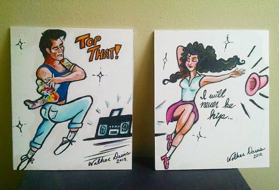 Teen Witch Top That Rap Scene Set of Two Pop Culture Pin Up Illustration  Fine Art Original Paintings on illustration board 1980s Cult