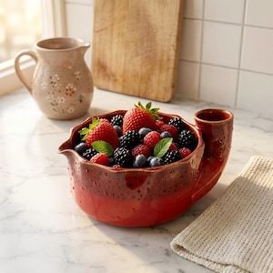 Handgemachte Steingut Beerenschale, Wabi-Sabi Mini-Obstsieb, Einweihungsgeschenk ， Kochgeschenk ，