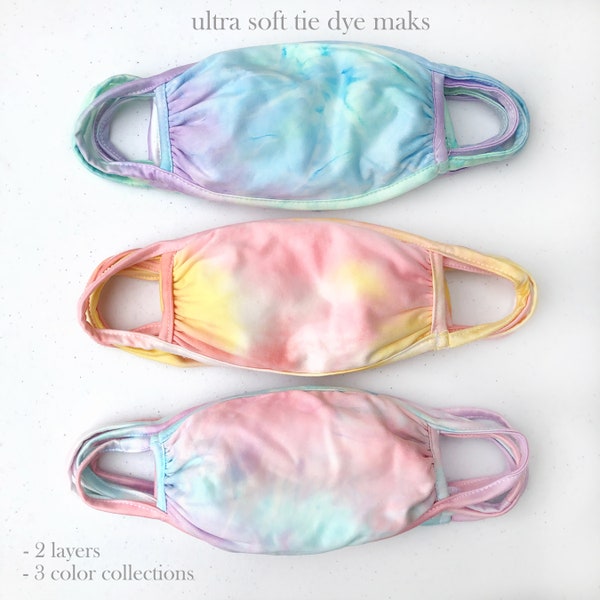 Tie Dye Face Mask/Pastel Face Mask/ Cute Mask/ Petite Face Mask/ Bestselling Face Mask/ Washable/ 2 layer Tie Dye Mask