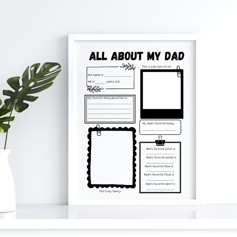 All About My Dad Printable Father's Day Gift-father's - Etsy