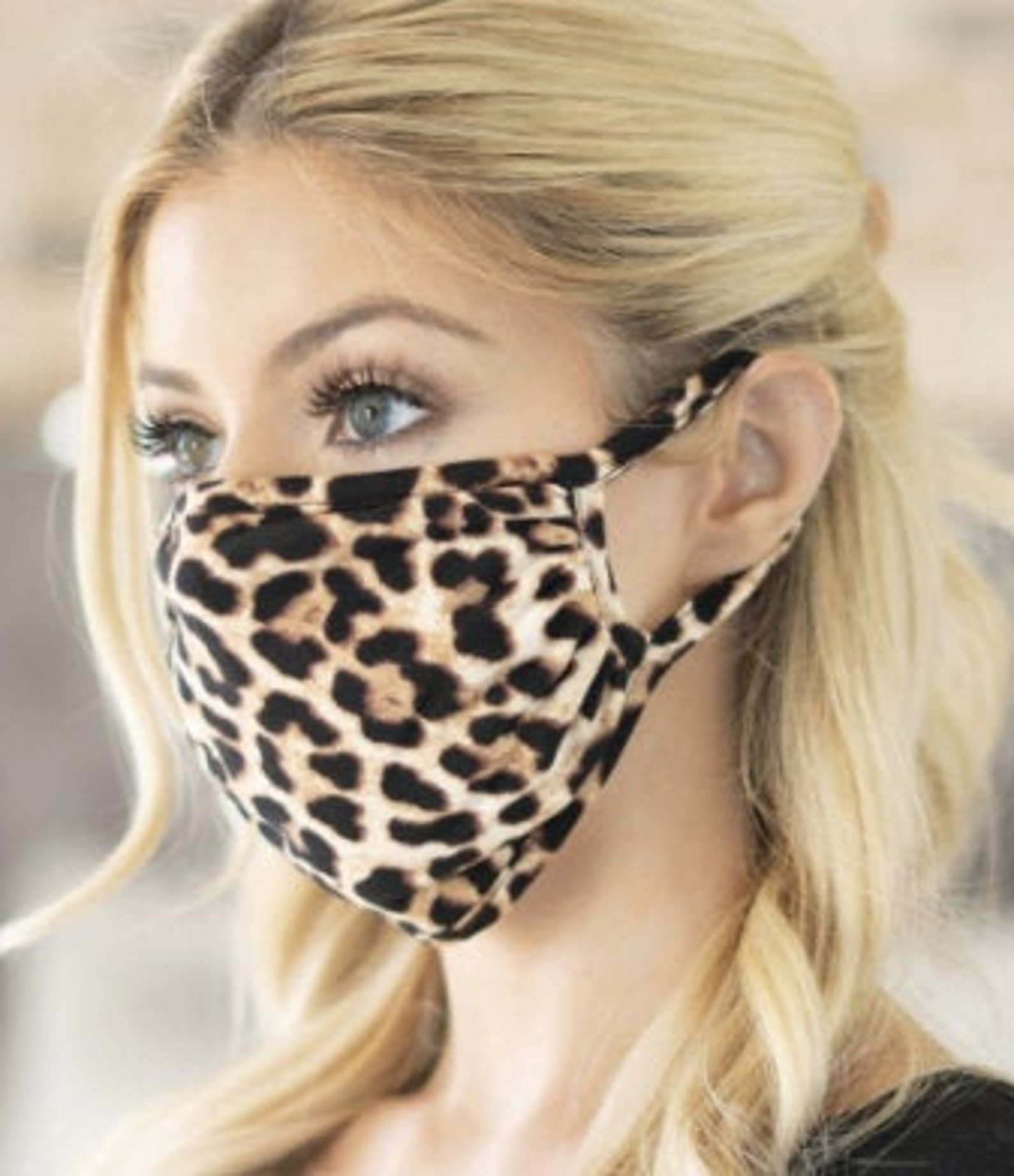 Animal Print Mask/ Leopard Face Mask/ Gray or Taupe Leopard/ Etsy