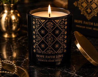 Luxury Ethiopian Inspired Container Candle | Gurage Pattern | Home Decor Gift | Faith Love Hope