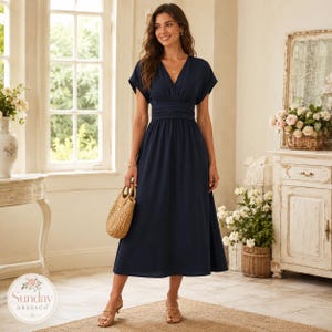 midi elegant navy blue dresses for wedding guests Amazon.com: Navy Blue Dress for Women Plus Size Wedding Guest Dresses Midi  Fall Church Cocktail Semi Formal 3/4 Sleeve A-line Dress : Clothing, Shoes  & Jewelry