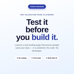 Gids voor validatie van bedrijfsideeën | Playbook voor bestemmingspagina (pdf direct downloaden)