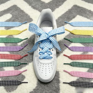 Small Check Ribbon Shoelaces,Mini Plaid Satin Shoe Laces，Fashion Sneaker Laces,CuteCanvas Shoe Strings,Elegant Pattern Laces Gift Set Trendy