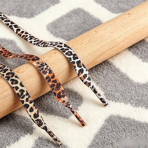 Platte schoenveters met luipaardprint, veters met dierenpatroon, modieuze sneakerveters, canvas schoenveters, vervangende veters in gewaagde stijl, trendy cadeauset