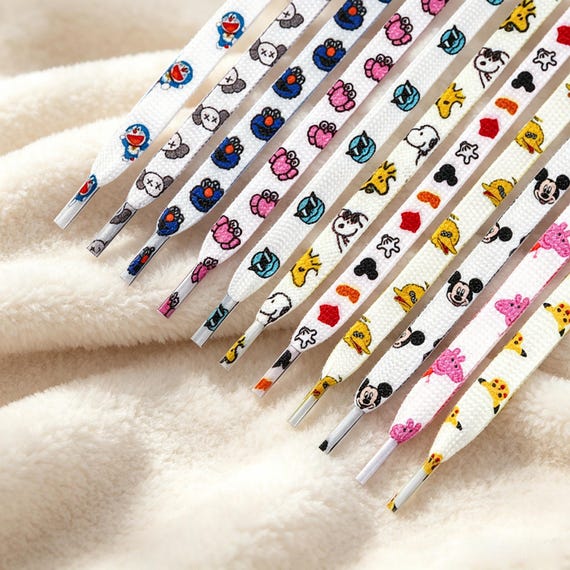 Cartoon Printed Flat Shoelaces, Cute Anime Character Replacement Shoe Laces,Custom Pattern Sneaker Laces for Sneakers,Casual Shoes Accessory