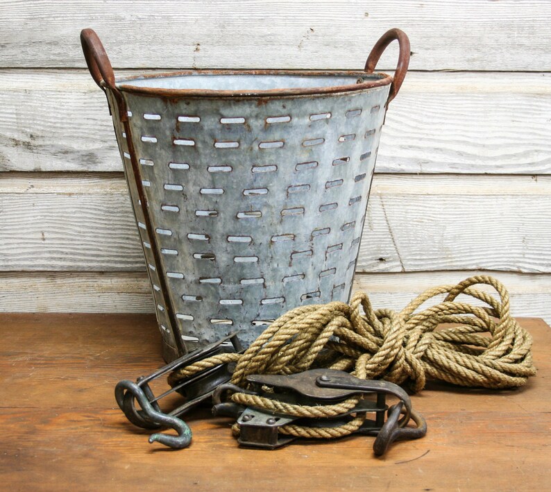 Vintage French Olive Basket Industrial Storage Etsy