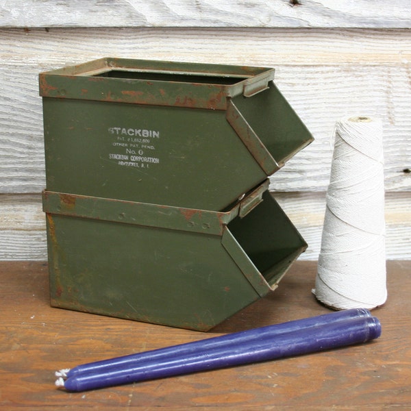 Vintage Industrial Stackbin Trays -- Large