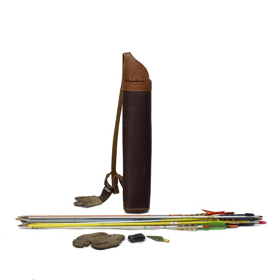 Items similar to Vintage Leather Quiver w/ 15 Arrows on Etsy