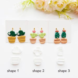 Polymer Clay Cutters | Cactus & Pot Shapes for Earrings, Spring Botanical DIY Jewelry Crafts