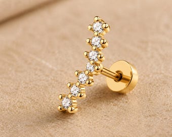 Gold Helix Earrings Zoe Cubic Zirconia Ear Climber Cartilage Piercing Minimalist Gold Ear Cuff Dainty Ear Jewelry Gift for Women