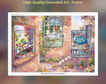 Charmander, Bulbasaur and Squirtle Extended Art - SVP 044, SCR 148, SCR 143 Evolution Line Display - 8x10 Frame Display - Printable Wall Art