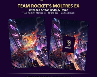 Team Rocket's Moltres Extended Art - Pokemon Binder Page & Frame Art - Digital Download - 9 Card Binder Insert - Full Artwork Printable