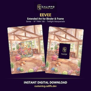 Eevee Extended Art - Pokemon Binder Page & Frame Art - Digital Download - 9 Card Binder Insert - Full Artwork Printable