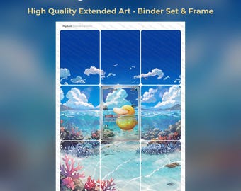 Psyduck Chillin Extended Art - ASC 226 Pokemon Binder Page & Frame Art - Digital Download - 9 Card Binder Insert - Full Artwork Printable