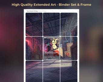 Team Rocket's Mimikyu Extended Art - ASC 238 Pokemon Binder Page & Frame Art - Digital Download - 9 Card Binder Insert - Full Artwork Print