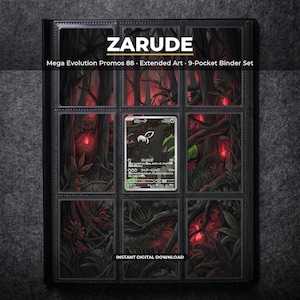 Zarude 88 Extended Art Pokemon Binder Page | Mega Evolution Promos 9 Pocket Binder & Frame Display | Printable Card Art Gift Home Decor