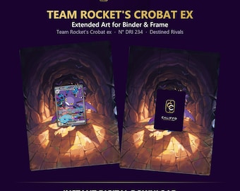 Team Rocket's Crobat Extended Art - Pokemon Binder Page & Frame Art - Digital Download - 9 Card Binder Insert - Full Artwork Printable