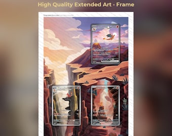 Charizard, Charmeleon and Charmander Extended Art v2 - MEW 199 Evolution Line Display - 8x10 Frame Display - Printable Wall Art