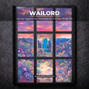 Wailord 162 Erweiterte Illustration Pokémon-Sammelseite | Gemeinsame Reise 9-Taschen-Sammelalbum & Rahmen | Druckbare Kartenillustration als digitaler Download (Geschenk)