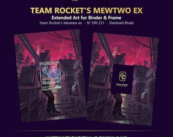 Team Rocket's Mewtwo Extended Art - Pokemon Binder Page & Frame Art - Digital Download - 9 Card Binder Insert - Full Artwork Printable
