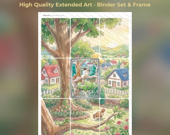 Meowth Extended Art - PFL 106 Pokemon Binder Page & Frame Art - Digital Download - 9 Card Binder Insert - Full Artwork Printable