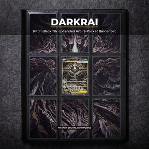 Darkrai 116 Extended Art Pokemon Binder Page | Pitch Black 9 Pocket Binder & Frame Display | Printable Card Art