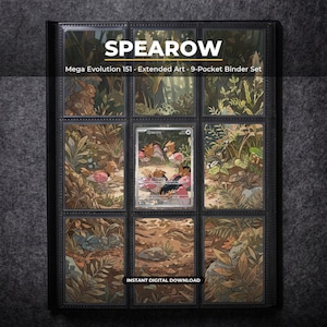 Spearow 151 Extended Art Pokemon Binder Page | Mega Evolution 9 Pocket Binder & Frame Display | Printable Card Art Digital Download Poster