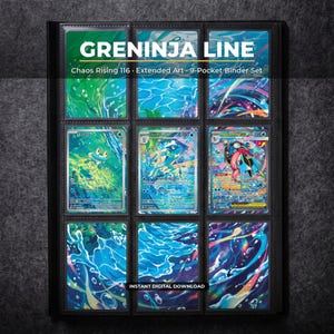 Greninja Line Extended Art Pokemon Binder Page | Chaos Rising 9 Pocket Binder & Frame Display | Printable Card Art Gift Home Decor