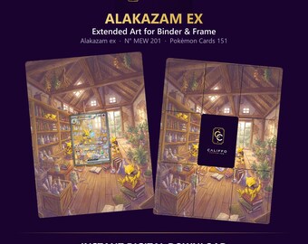 Alakazam Extended Art - Pokemon Binder Page & Frame Art - Digital Download - 9 Card Binder Insert - Full Artwork Printable
