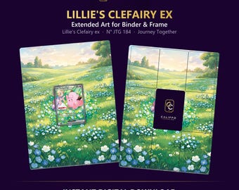 Lilie's Clefairy Extended Art - Pokemon Binder Page & Frame Art - Digital Download - 9 Card Binder Insert - Full Artwork Printable