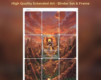 Terrakion Extended Art - WHT 135 Pokemon Binder Page & Frame Art - Digital Download - 9 Card Binder Insert - Full Artwork Printable