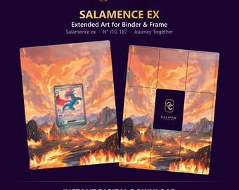 Salamance Extended Art - Pokemon Binder Page & Frame Art - Digital Download - 9 Card Binder Insert - Full Artwork Printable