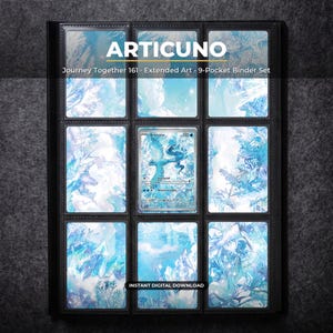 Articuno 161 Extended Art Pokemon Binder Page | Journey Together 9 Pocket Binder & Frame Display | Printable Card Art Poster Gift