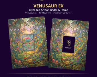 Venusaur Extended Art - Pokemon Binder Page & Frame Art - Digital Download - 9 Card Binder Insert - Full Artwork Printable