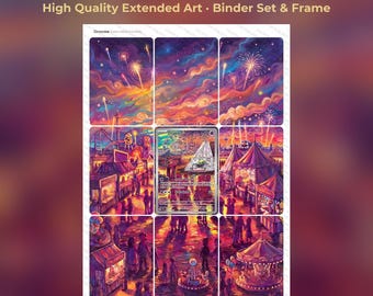 Drowzee Extended Art - SVI 210 Pokemon Binder Page & Frame Art - Digital Download - 9 Card Binder Insert - Full Artwork Printable