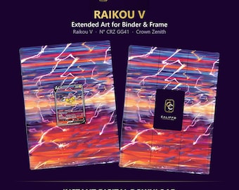 Raikou Extended Art - Pokemon Binder Page & Frame Art - Digital Download - 9 Card Binder Insert - Full Artwork Printable