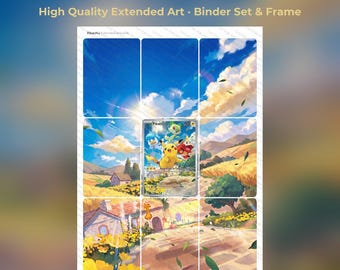 Pikachu Extended Art - SVP 027 Pokemon Binder Page & Frame Art - Digital Download - 9 Card Binder Insert - Full Artwork Printable